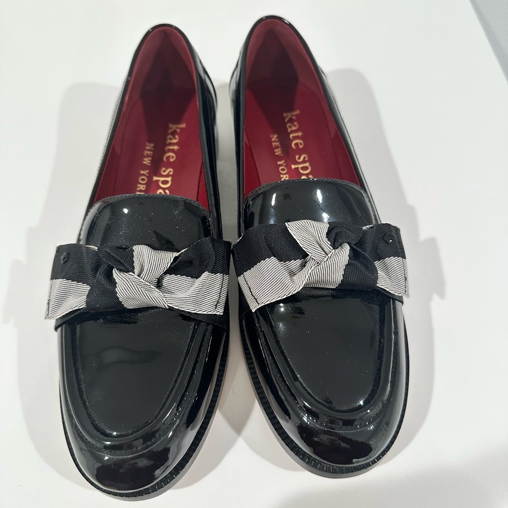 Kate Spade Black Loafers with Bow Detail